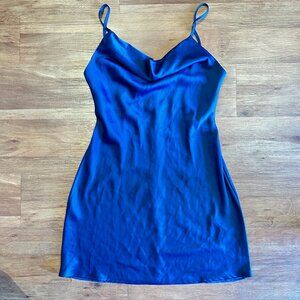 Navy Blue Mini Silk Dress